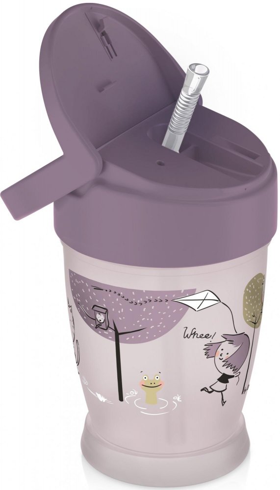 Lovi: Hrnček so slamkou Lovely Girl 12m+ (ružový, 250ml)