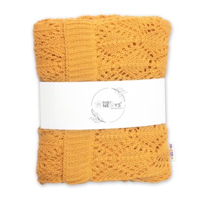 Luxusná háčkovaná deka LOVE 75x95cm (horčicová)