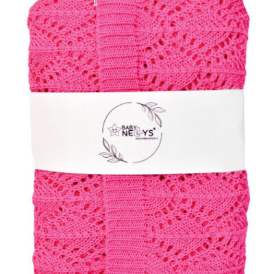 Luxusná bavlnená háčkovaná deka, dečka LOVE, 75x95cm - malinová