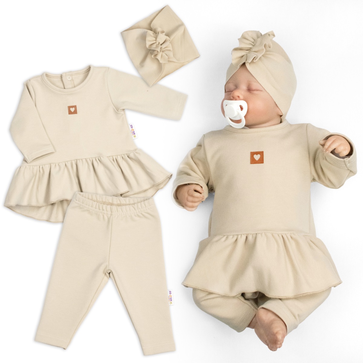 Luxusná bavlnená sada, 3D, NATURE - béžová, veľ. 74