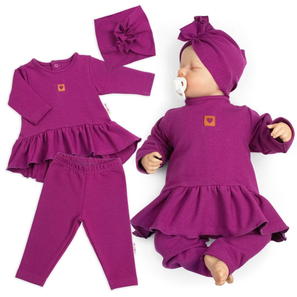 Luxusná bavlnená sada, 3D, NATURE - purpurová, vel. 80