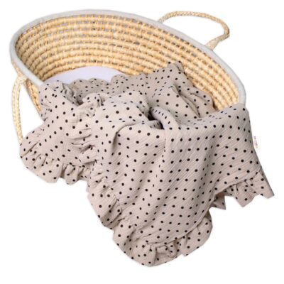 Luxusná dvojvrstvová mušelínová deka s volánikmi, Bodka,Baby Nellys 120x120 cm, cappuccino