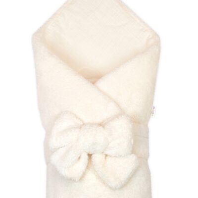 Luxusná obojstranná zavinovačka/deka/podložka so stuhou, smotanová