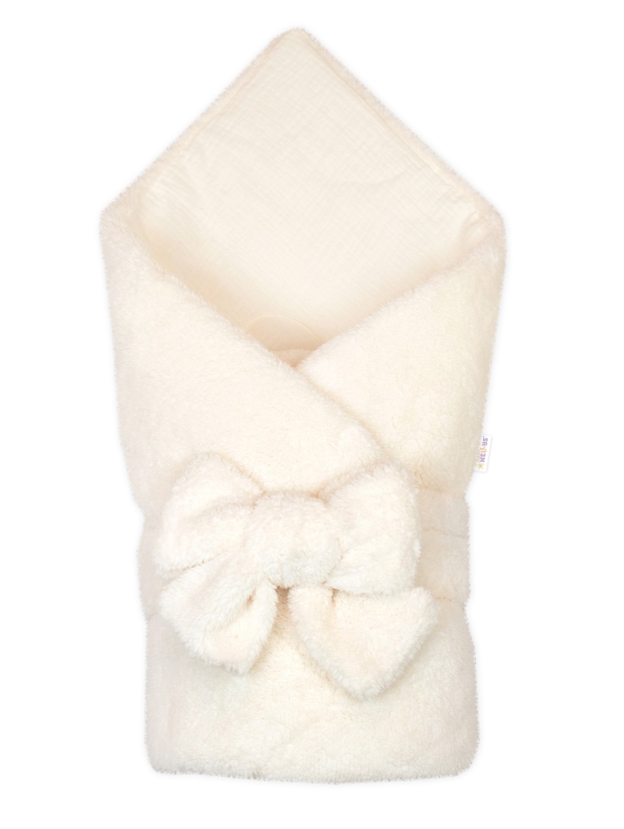 Luxusná obojstranná zavinovačka/deka/podložka so stuhou, smotanová