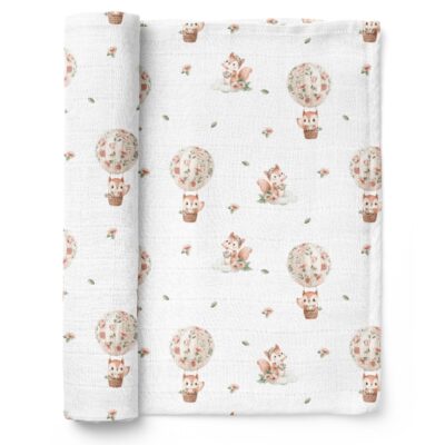 Luxusná osuška, plienka 110x110cm, bambusová, Veveričky