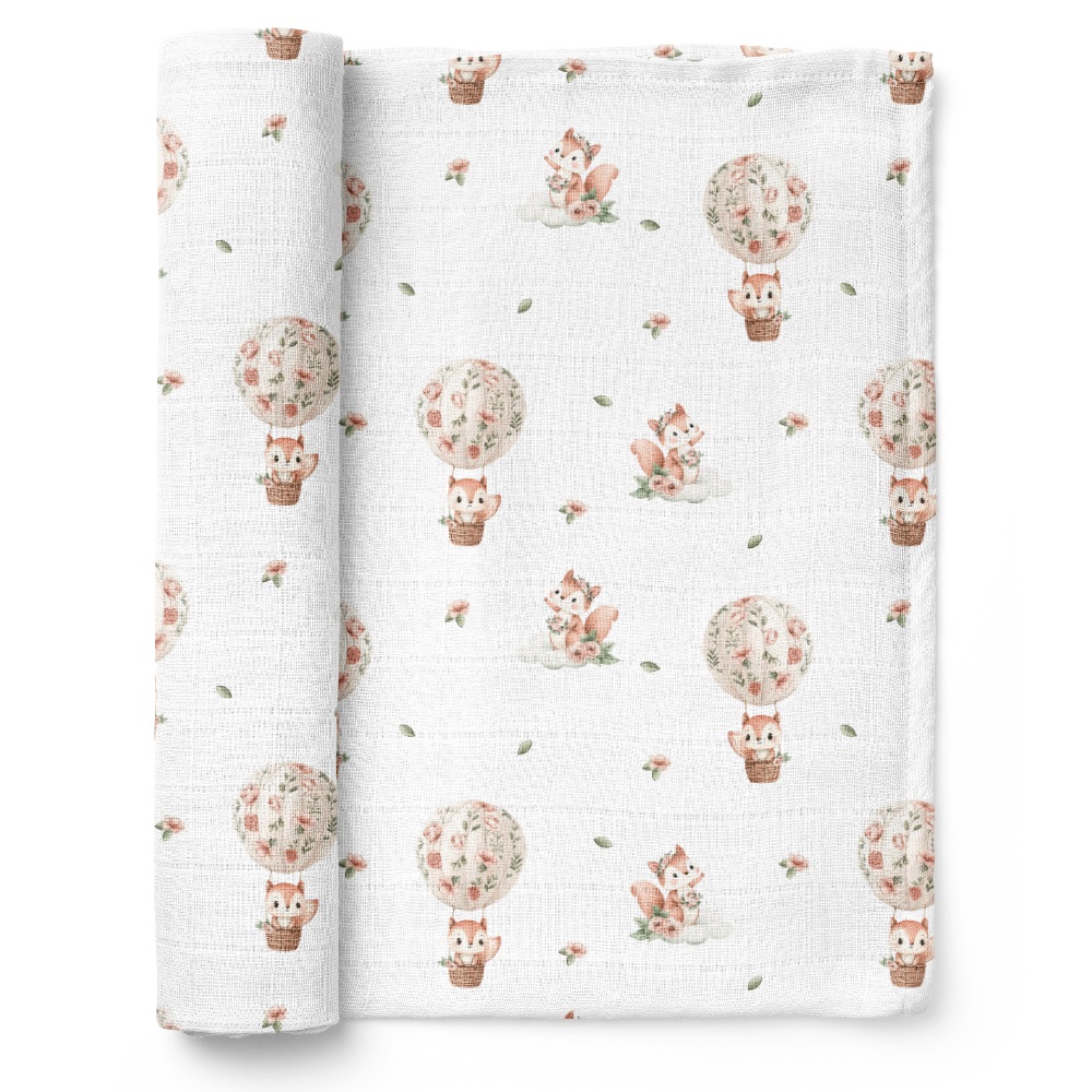 Luxusná osuška, plienka 110x110cm, bambusová, Veveričky