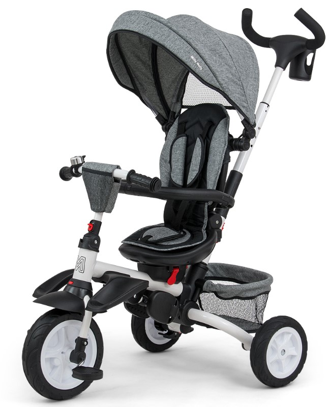 Luxusná Trojkolka Milly Mally Stanley Rubber Grey, sivá