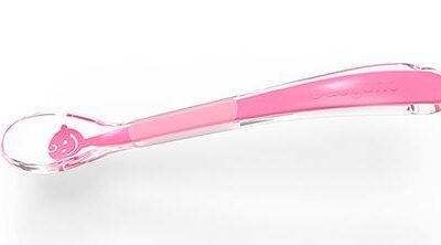 BabyOno: Silikónová lyžička BABY´S SMILE (ružová)