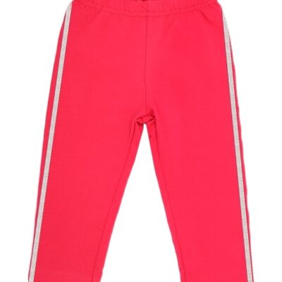 Mamatti Bavlnené legíny s ozdobným bočným strieborným pásom Heart - červené