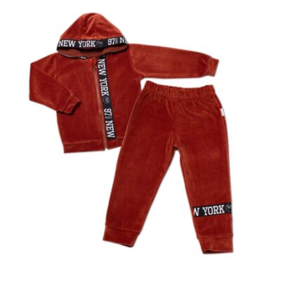 Mamatti Detská tepláková súprava Velvet zapínanie na zip, Fox, hnedá, veľ. 62