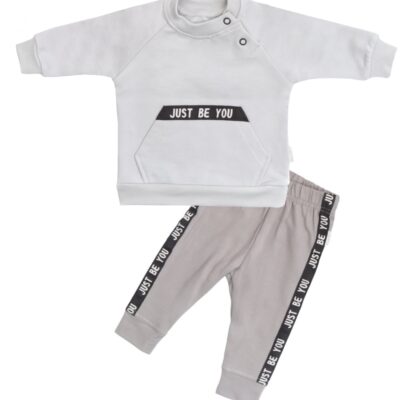 Mamatti Detská tepláková súprava zapínanie na boku, Bear - šedá, veľ. 110