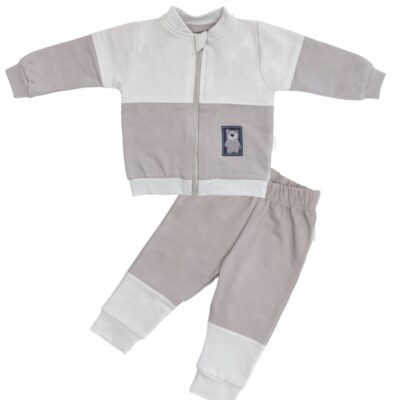 Mamatti Detská tepláková súprava zapínanie na zip, Bear - šedá, veľ. 110