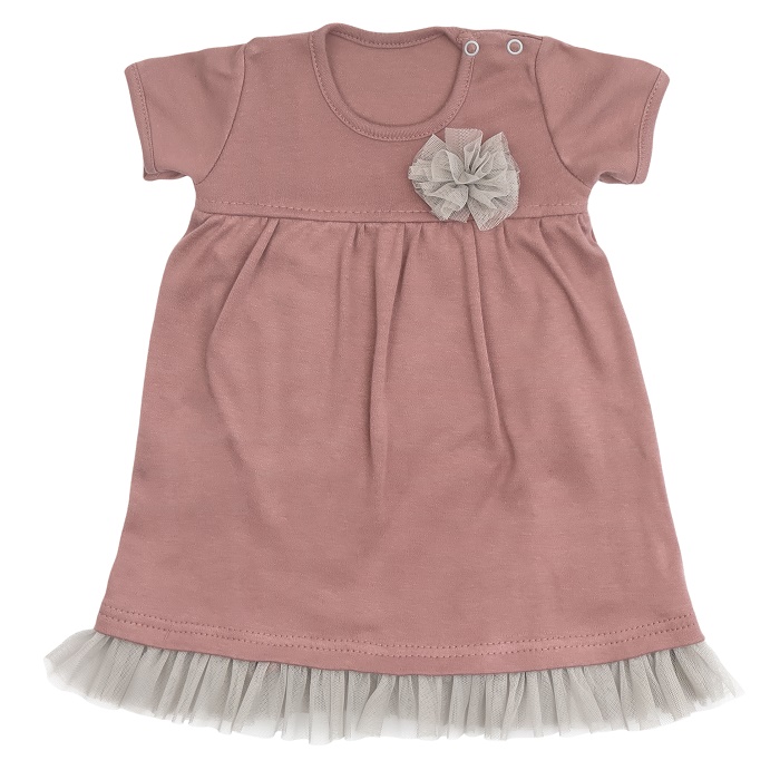 Mamatti Detské šaty s tylom, kr. rukáv, Happy - vínová, veľ. 86