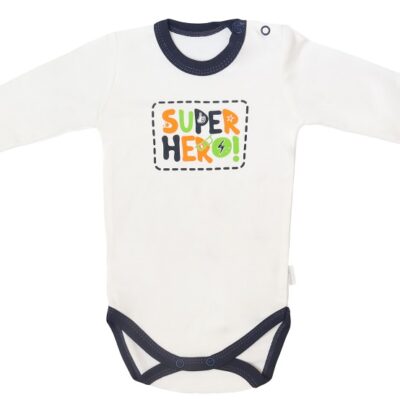 Mamatti Dojčenské body dlhý rukáv, Hero - biele