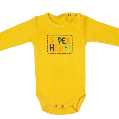 Mamatti Dojčenské body dlhý rukáv, Hero - horčicová