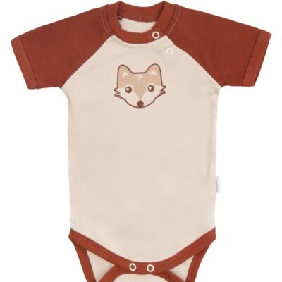 Mamatti Dojčenské body kr. rukáv, Baby Fox - béžová/hnedá, veľ. 80