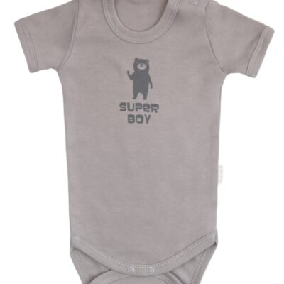 Mamatti Dojčenské body krátky rukáv Bear -sivá