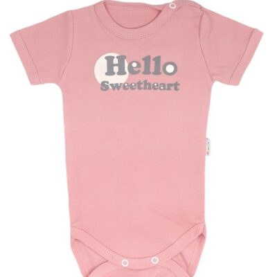 Mamatti Dojčenské body krátky rukáv Hello - korálové, veľ. 80