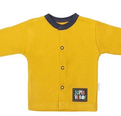 Mamatti Novorodenecká bavlnená košieľka, kabátik, Hero - horčicová, veľ. 68