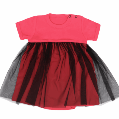 Mamatti Sukničkobody s tylom, Kr. rukáv, Myška - tm. růžová, čierna, veľ. 74