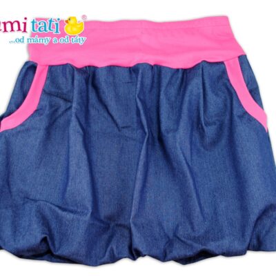 Mamitati Balónová sukně NELLY - jeans denim granát/ růžové lemy