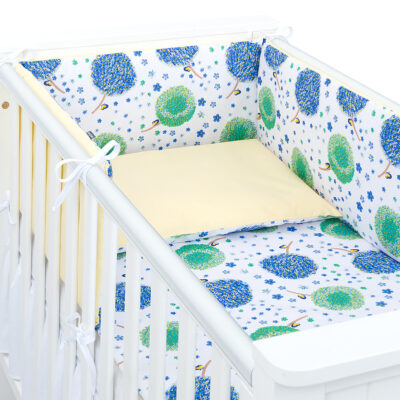 Mamo Tato 3-dielny set do postieľky s mantinelom - Púpavy modré