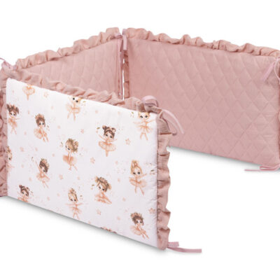 Mantinel do postieľky, mušelín 180x40cm (3x60x40cm) - Baletka, púdrovo ružová