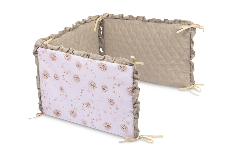 Mantinel do postieľky, mušelín 180x40cm (3x60x40cm) - Púpava, béžová