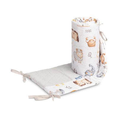 Mantinel do postieľky, mušelín, bavlna - Hviezdne zvieratká, šedá, biela