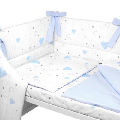 Mantinel s obliečkami 3D bavlnená sada, I love Boy, 135x100 cm Baby Nellys, modrý/biely