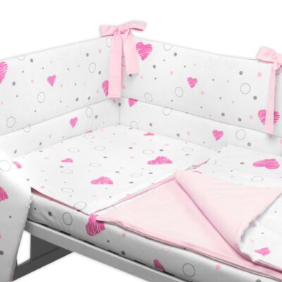 Mantinel s obliečkami 3D bavlnená sada, I love Girl, 120x90 cm Baby Nellys, ružový/biely