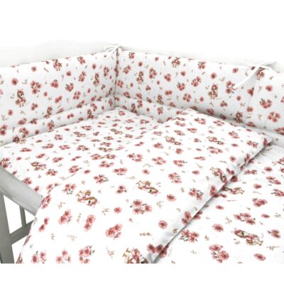 Mantinel s obliečkami, 3D sada Bavlna, Kačičky - biela, púdrovo ružová, 135x100