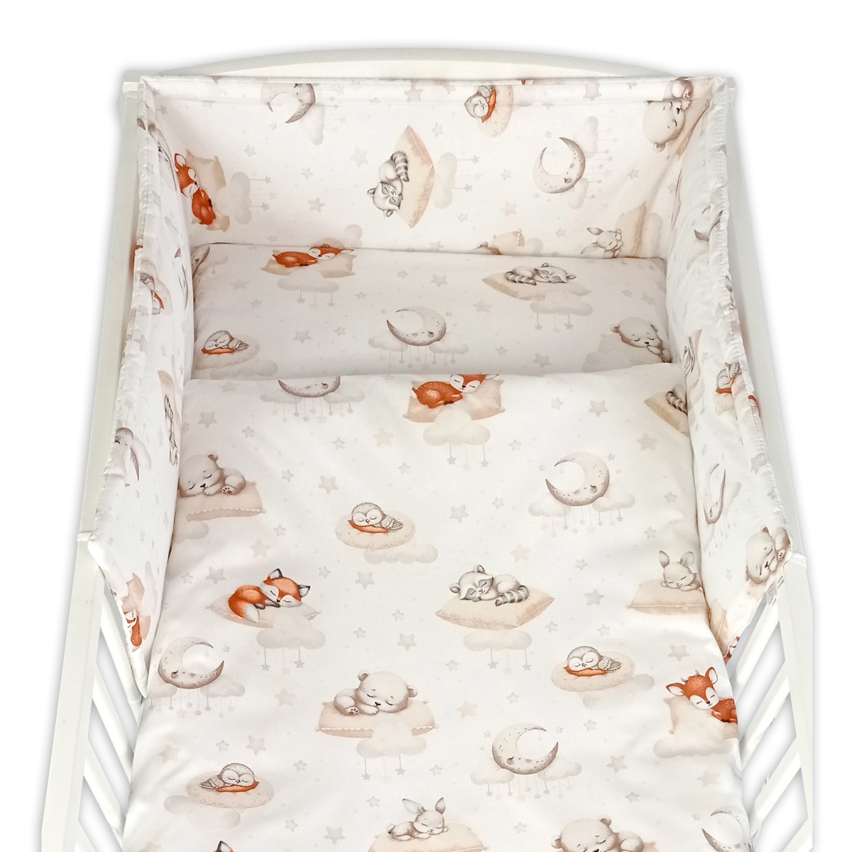 Mantinel s obliečkami, 3D sada - Na obláčiku, béžová, bíela, 135x100