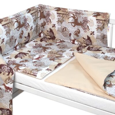 Mantinel s obliečkami, 3dielna sada Wild animals, hnedé, 120x90 cm