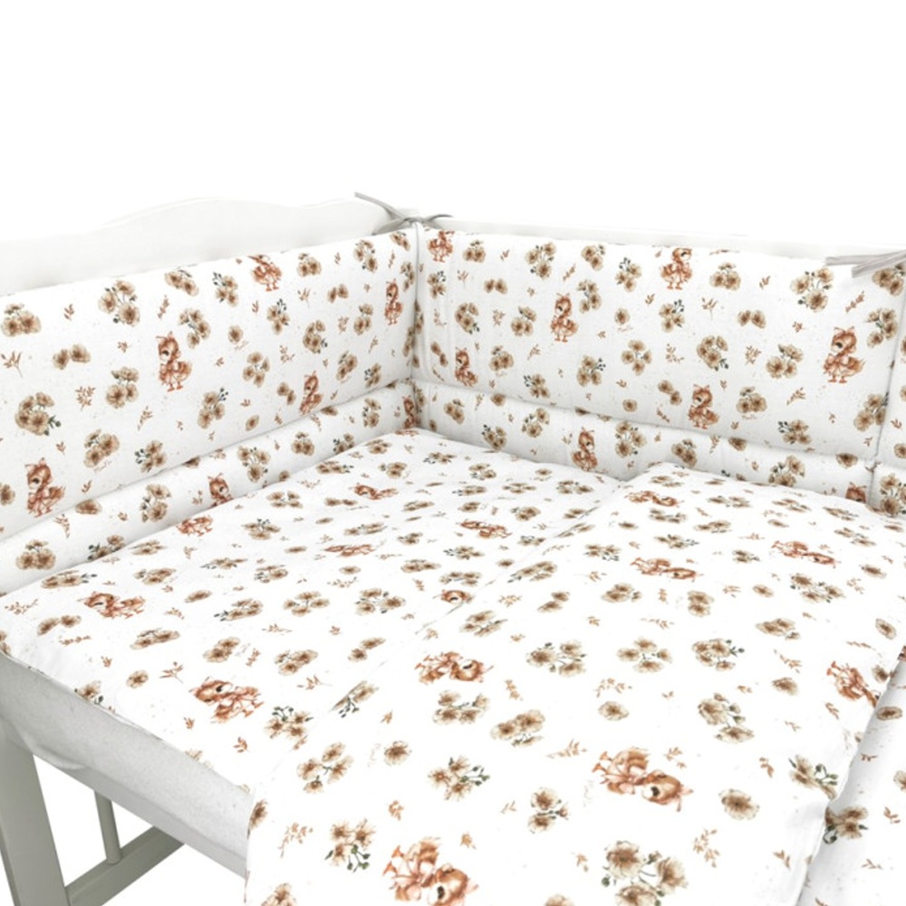 Mantinel s obliečkami do postieľky, 3D sada Bavlna, Kačičky - biela, béžová, 135x100