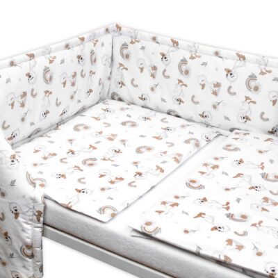 Mantinel s obliečkami do postieľky, 3D sada - Kačiatko, biela/béžová, 135x100 cm