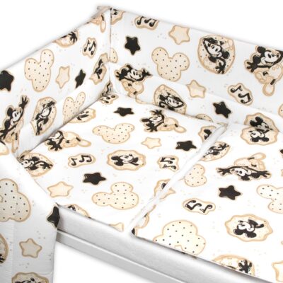 Mantinel s obliečkami do postieľky, 3D sada Myška Retro - biela s potlačou