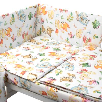 Mantinel s obliečkami Premium, 3D sada, Cute Animals - biela, 135x100 cm