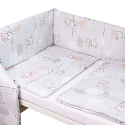 Mantinel s obliečkami Premium, 3D sada, Good night Animals, sivé, 135x100 cm