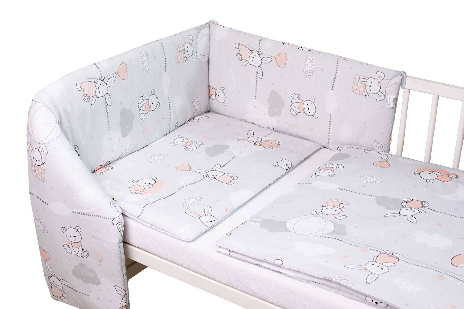 Mantinel s obliečkami Premium, 3D sada, Good night Animals, sivé, 135x100 cm