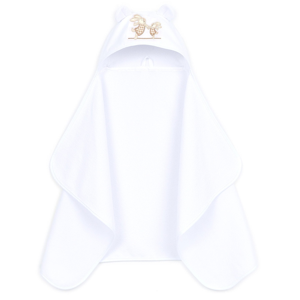 Maxi osuška, pončo s kapucňou Macko 70x120cm - biela