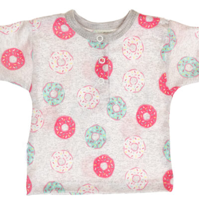MBaby Bavlnené Polo tričko s krátkym rukávom Donuty veľ. 74 - sivé