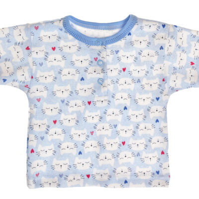 MBaby Bavlnené Polo tričko s krátkym rukávom Mačičky veľ. 74 - modré