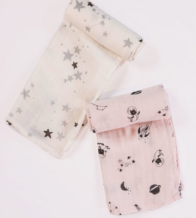 Mienky: Sada bambus/mušelín plienok (biela/ružová)