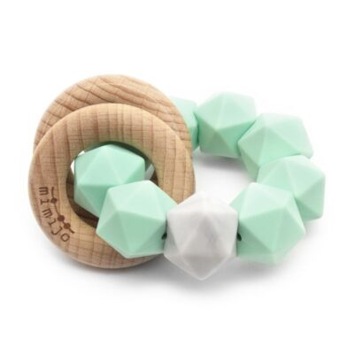 Mimijo: Silikónové hryzátko/hrkálka Aladin (mätové)