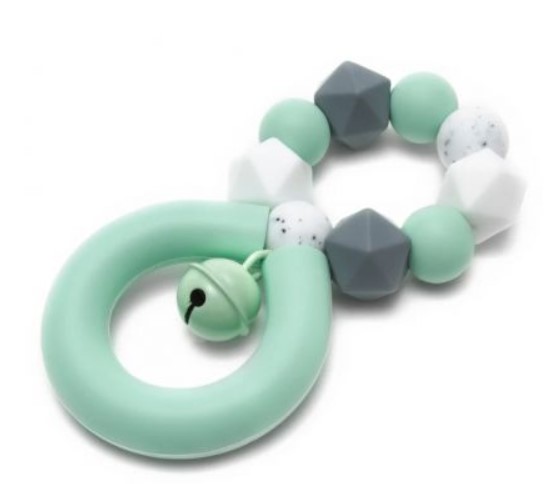 Mimijo: Silikónové hryzátko/hrkálka 4ever (mätové)