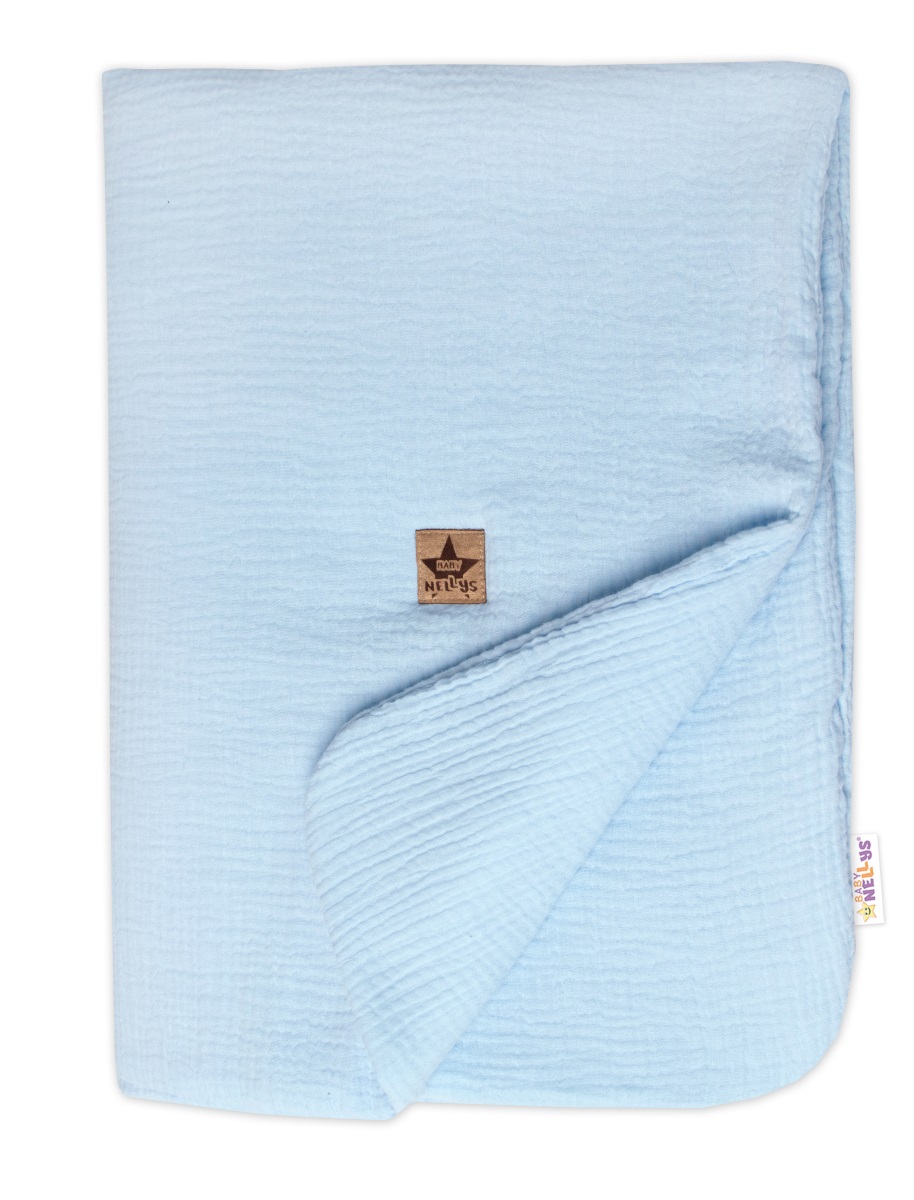 Mušelínová dečka s výplňou 75 x 100 cm, Baby Nellys, svetlo modrá