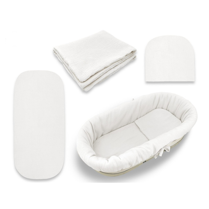 Mušelínová sada do hlbokej korby kočíka 4v1 Nature - smotanová