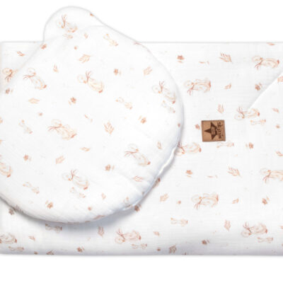 Mušelínová sada GOOSE Teddy 30x35cm, 70x100cm, 2D, Baby Nellys, biela