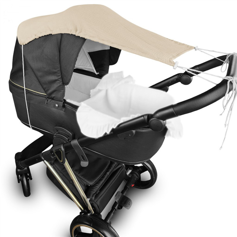 Mušelínová slnečná strieška na kočík NATURE - béžová
